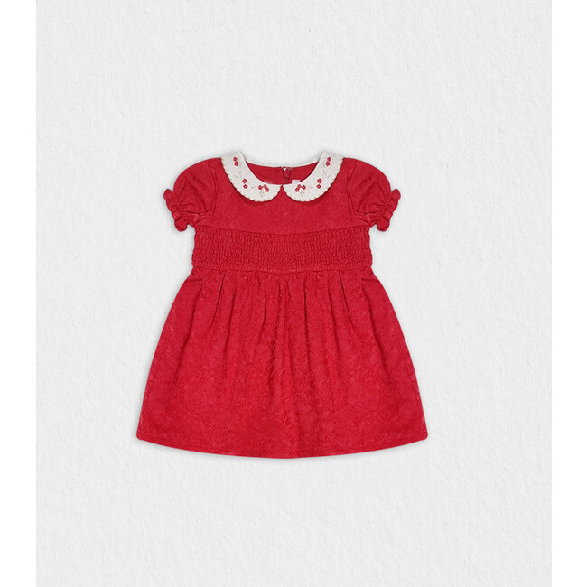 Eva Baby Dress, Red Embroidered