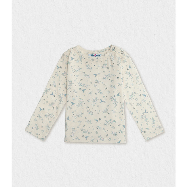 Cloe T-shirt, White Blue Bird