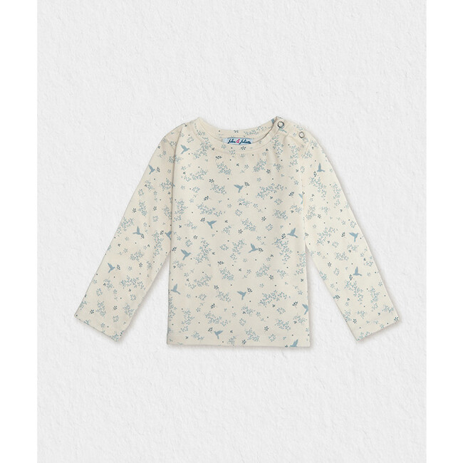 Cloe Baby T-shirt, White Blue Bird