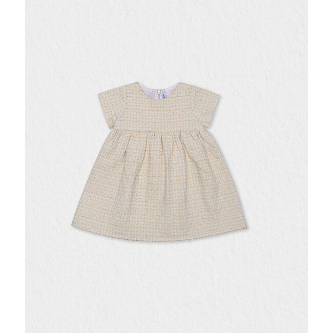 Cecille Baby Dress, Off-White Gold