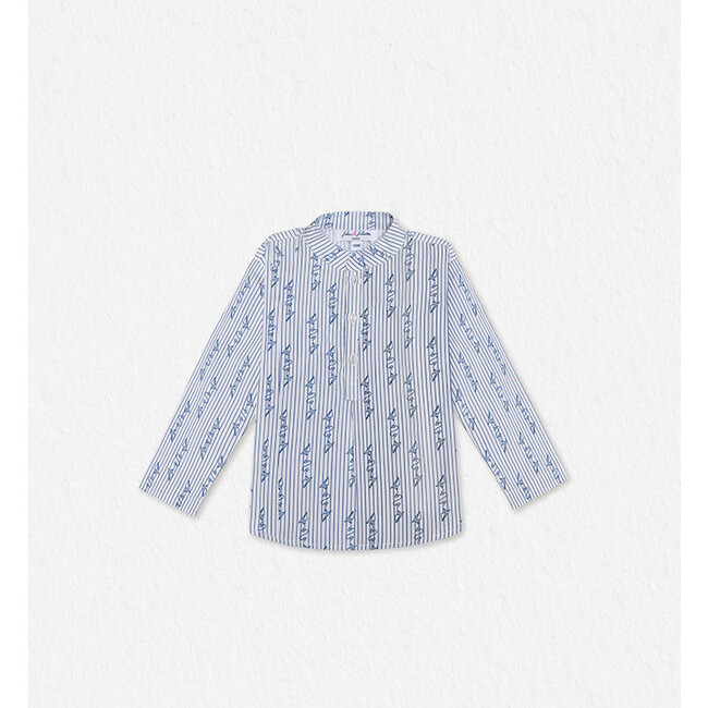 Azad Baby Shirt, White Blue Paper
