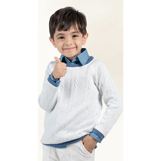 Alois Sweat, White Blue - Sweaters - 3