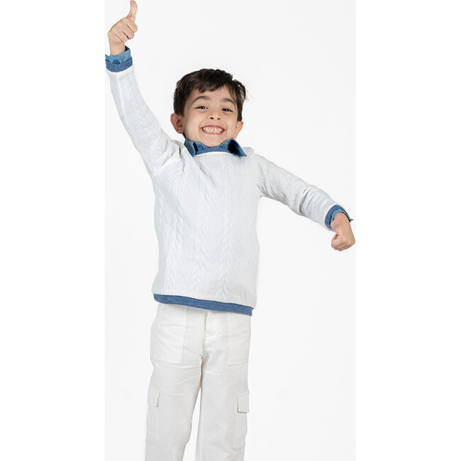 Alois Sweat, White Blue - Sweaters - 4