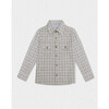 Achille Shirt, Beige Grey Tartan - Button Downs - 1 - thumbnail