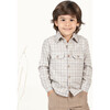 Achille Shirt, Beige Grey Tartan - Button Downs - 3