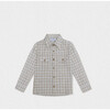 Achille Baby Shirt, Beige Grey Tartan - Button Downs - 1 - thumbnail
