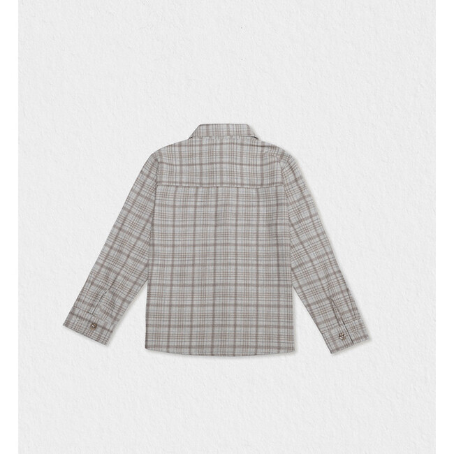 Achille Baby Shirt, Beige Grey Tartan