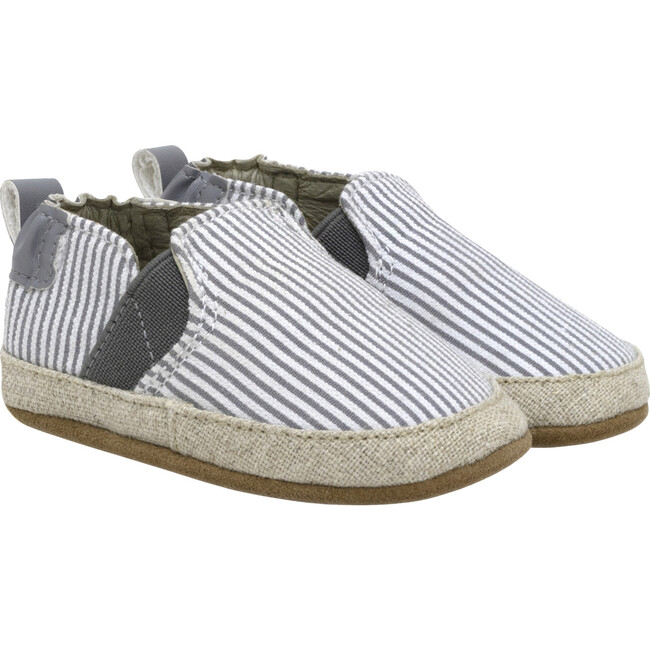 Harbor, Grey Seersucker Espadrille Soft Sole - Crib Shoes - 1