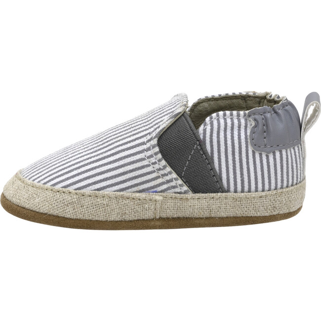 Harbor, Grey Seersucker Espadrille Soft Sole - Crib Shoes - 7