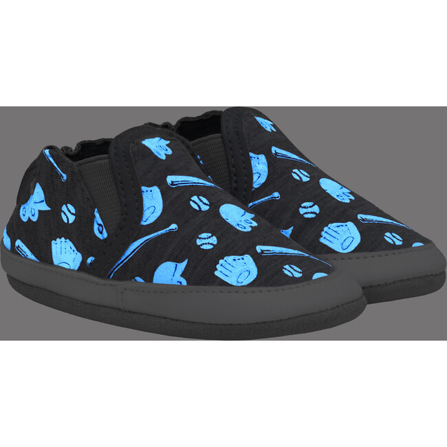 Baseball MVP Heather Grey Glow-in-the-dark Soft Sole - Crib Shoes - 8