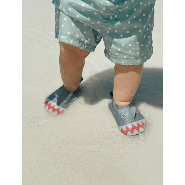 Shibori Shark Tie-Dye Print Aqua Shoes, Grey - Swim Shoes - 2