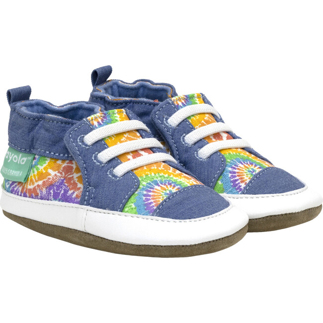 Rainbow Tie-Dye Crib Shoes, Blue
