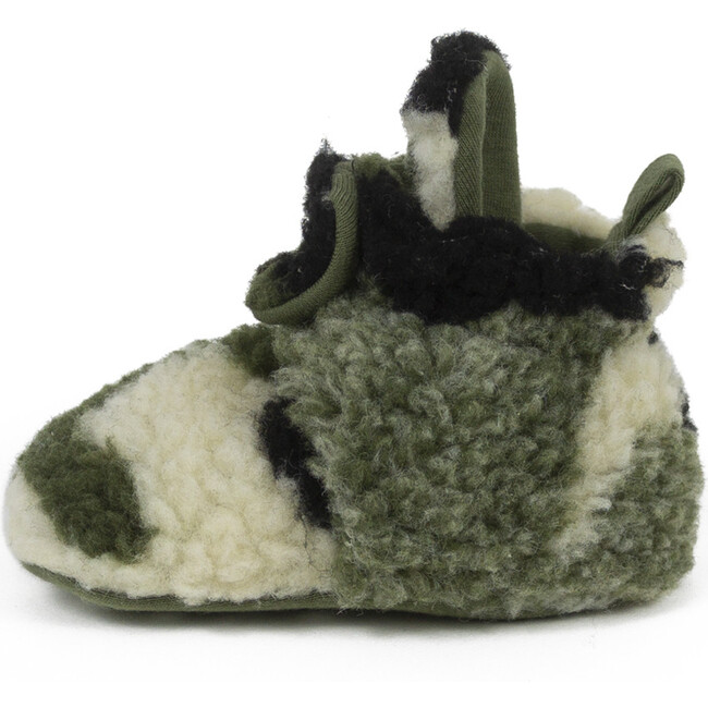Cozy Camo Sherpa Snap Booties, Green Multi - Booties - 2