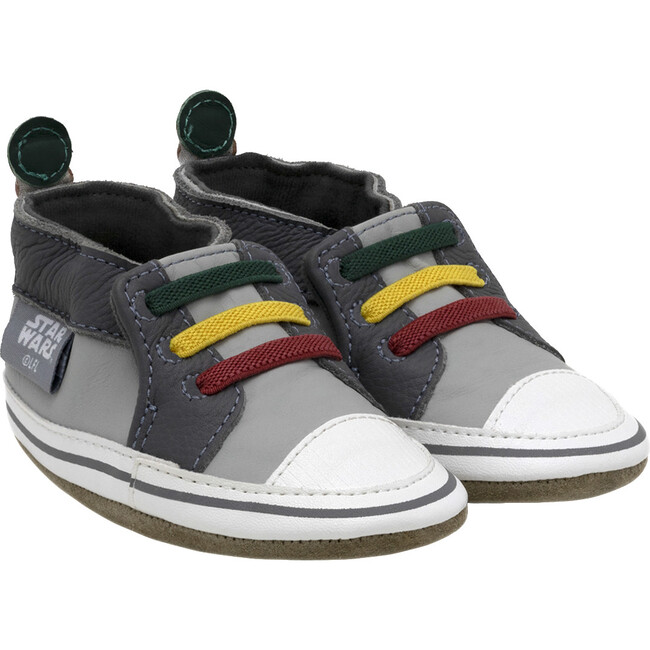 Boba Fett TM Soft Sole Shoes, Grey - Crib Shoes - 1