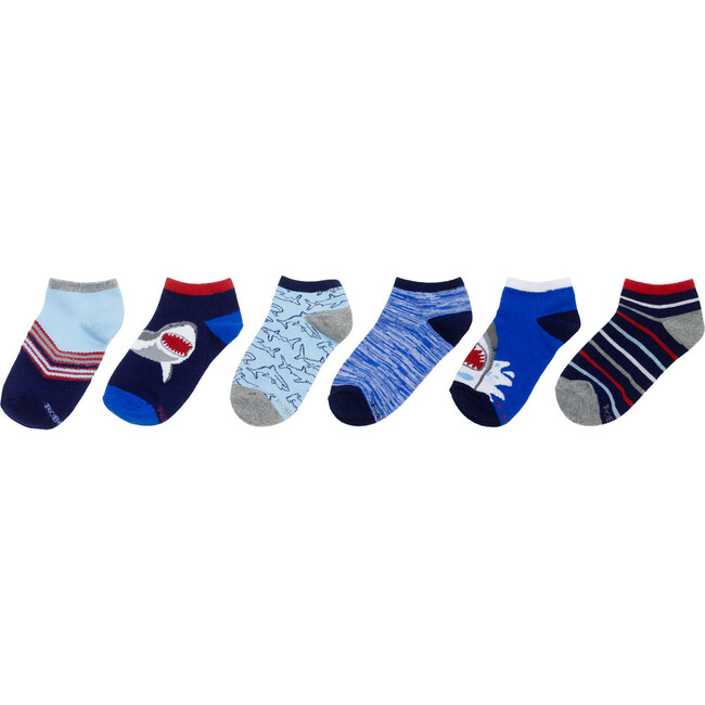 Sharks No Show Socks 6 Pack, Pastel - Socks - 1