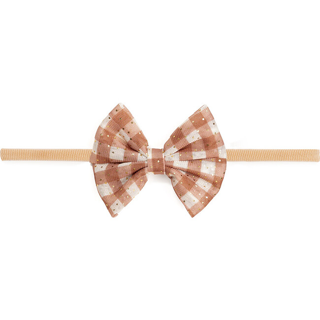 Gingham Printed Tulle Bow Baby Headband, Multi