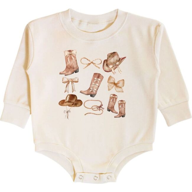 Cowgirl Cutie Long Sleeve Romper, Natural