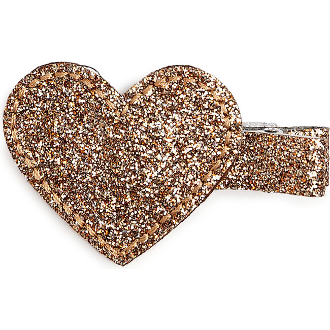 Bronze Glitter Heart Clip, Bronze