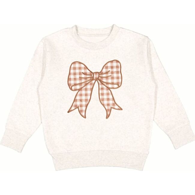 Gingham Bow Patch Sweatshirt, Natural