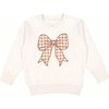 Gingham Bow Patch Sweatshirt, Natural - Sweatshirts - 1 - thumbnail