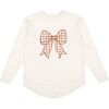 Gingham Bow Patch Women's Sweatshirt, Natural - Sweatshirts - 1 - thumbnail