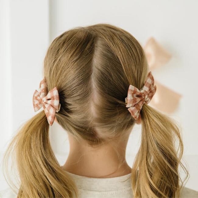 Gingham Printed Tulle Bow Clip Set, Multi - Hair Accessories - 3