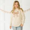 Gingham Bow Patch Women's Sweatshirt, Natural - Sweatshirts - 2