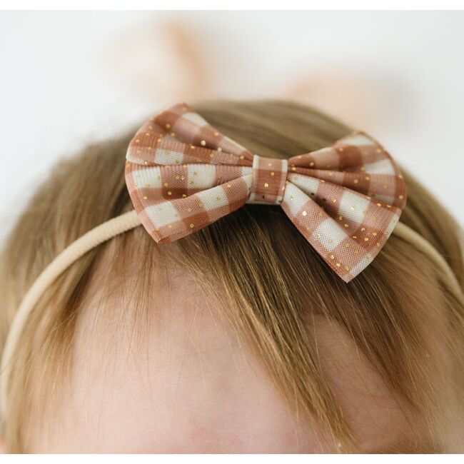 Gingham Printed Tulle Bow Baby Headband, Multi - Headbands - 3