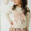 Gingham Bow Patch Sweatshirt, Natural - Sweatshirts - 3