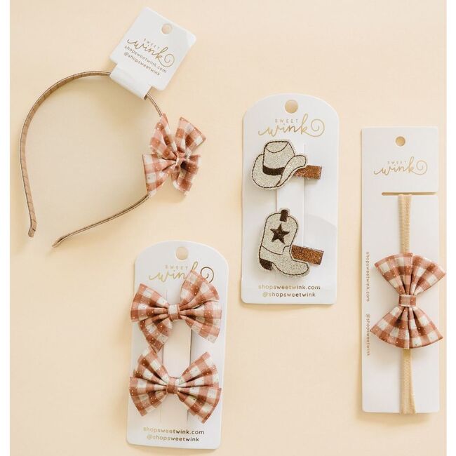 Gingham Printed Tulle Bow Baby Headband, Multi - Headbands - 7