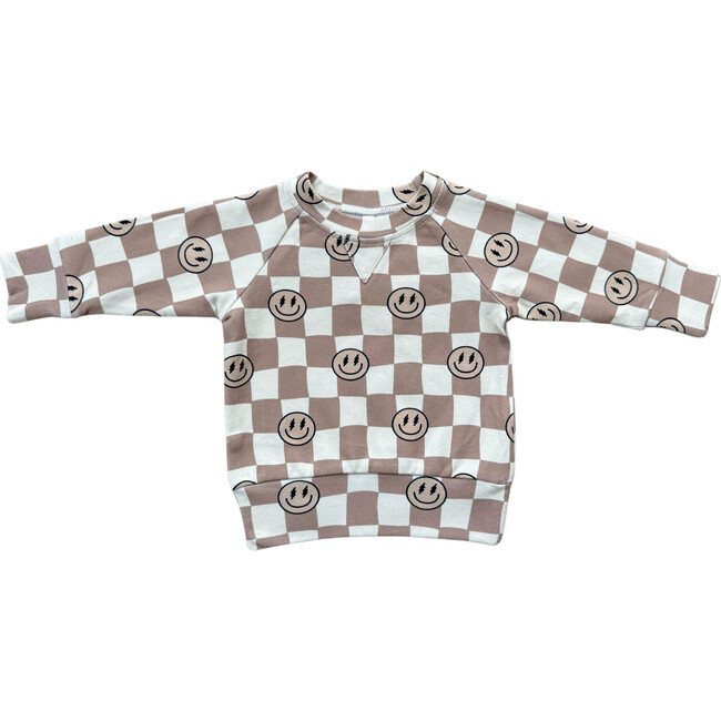 Boy's Raglan Sweatshirt Smiley Check in Portabella