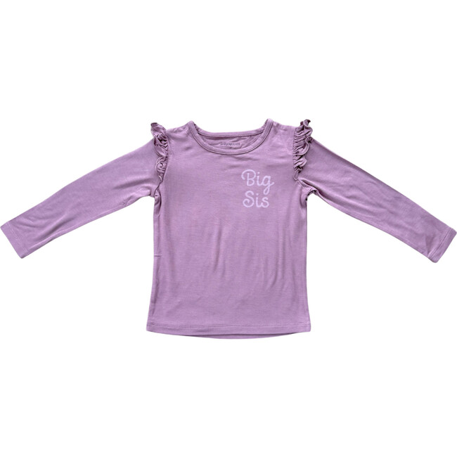 Girl's Long Sleeve Ruffle Top Big Sis in Dusky Orchid