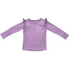 Girl's Long Sleeve Ruffle Top Big Sis in Dusky Orchid - Blouses - 1 - thumbnail
