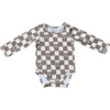Baby Long Sleeve Bodysuit Smiley Check in Portabella - Onesies - 1 - thumbnail