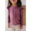 Girl's Long Sleeve Ruffle Top Big Sis in Dusky Orchid - Blouses - 3