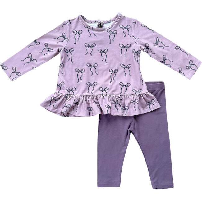 Long Sleeve Peplum Set Hair Bow