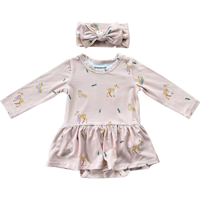 Girl's Bodysuit Dress Set Fawn