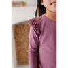 Girl's Long Sleeve Ruffle Top Big Sis in Dusky Orchid - Blouses - 5