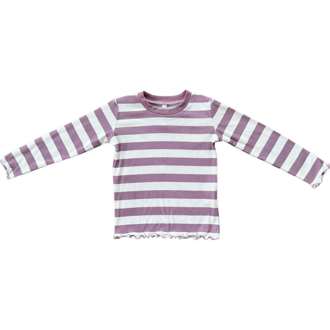 Lettuce Hem Tee Dusky Orchid Stripe