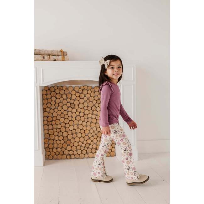 Girl's Long Sleeve Ruffle Top Big Sis in Dusky Orchid - Blouses - 6