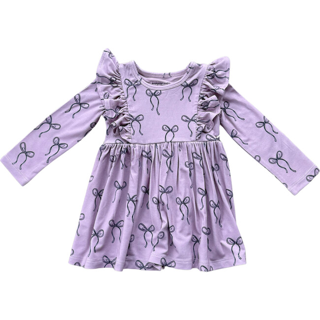 Long Sleeve Ruffle Dress Hair Bow