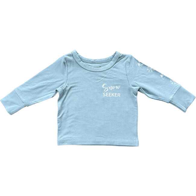 Boy's Long Sleeve Tee Snow Seeker in Ski Blue