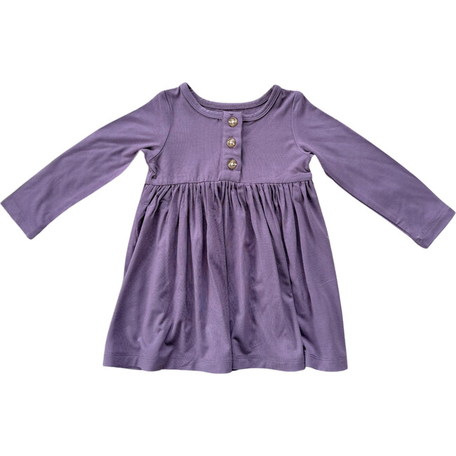 Long Sleeve Henley Dress Plum
