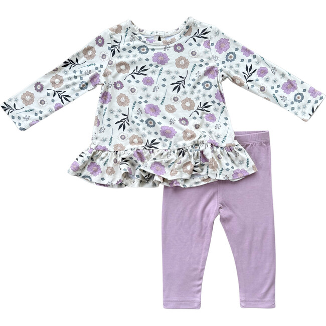 Long Sleeve Peplum Set Winter Floral