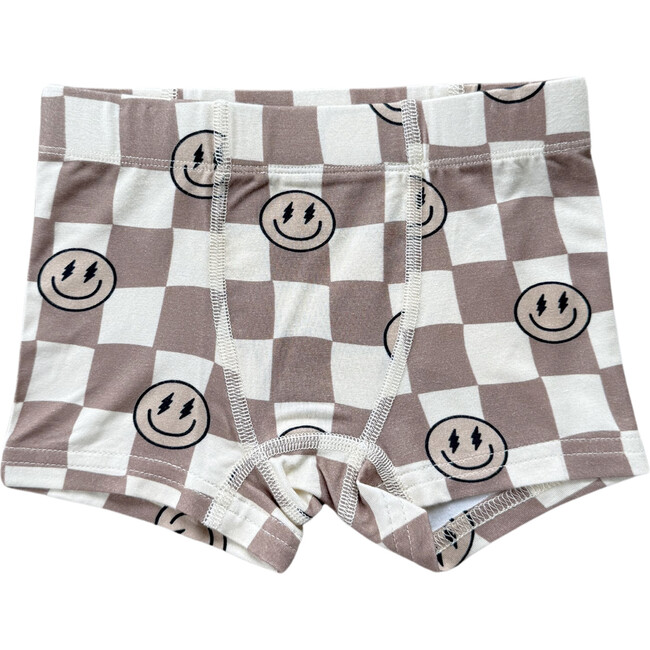 Boy's Boxers Smiley Check in Portabella