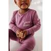 Girl's Long Sleeve Tee Eat Sleep Ski Repeat in Mauve - T-Shirts - 2