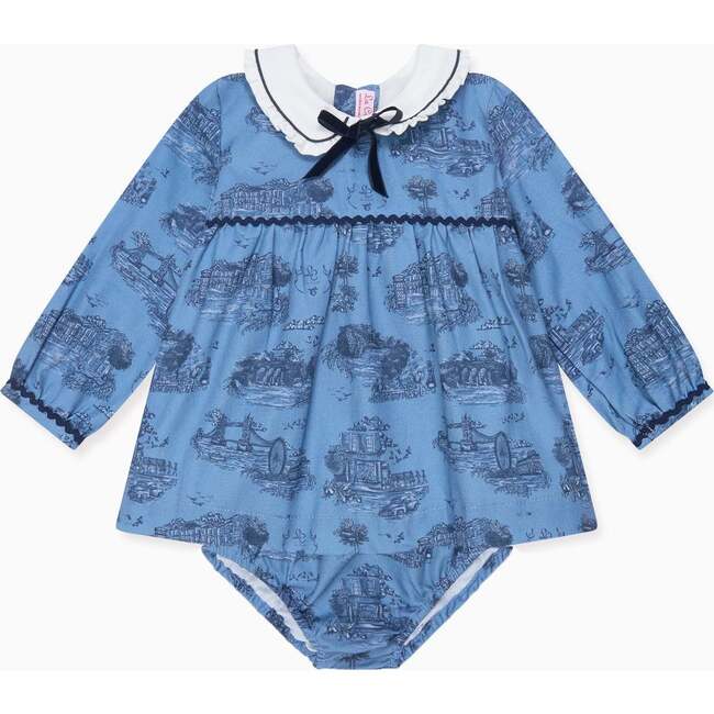Blue Toile De Jouy Luisetta Baby Girl Set