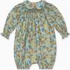 Blue Floral Palma Baby Girl Hand-Smocked Romper - Rompers - 1 - thumbnail