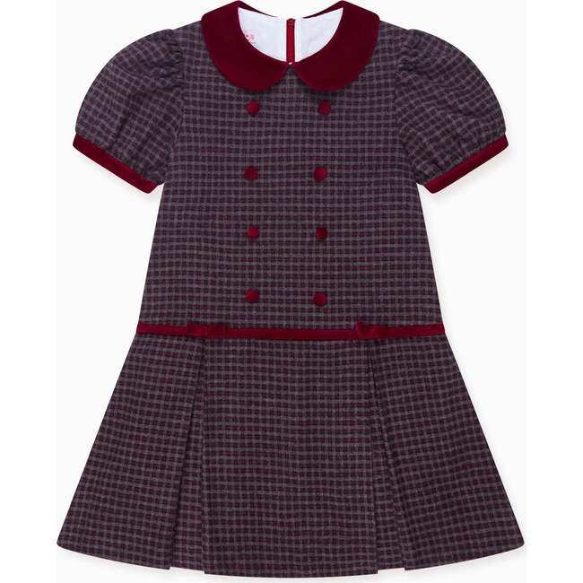 Burgundy Check Camala Girl Drop Waist Dress