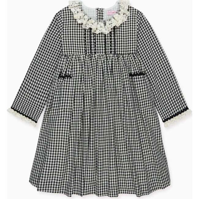 Black Gingham Aurelia Girl Empire Dress